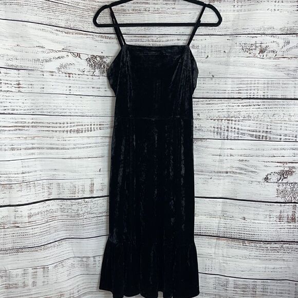 Mo:vint New York Dress Womens Sz Small velvet Black spaghetti strap Boho Gothic - Picture 4 of 12